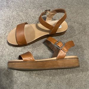 Tan Leather Platform Sandals
